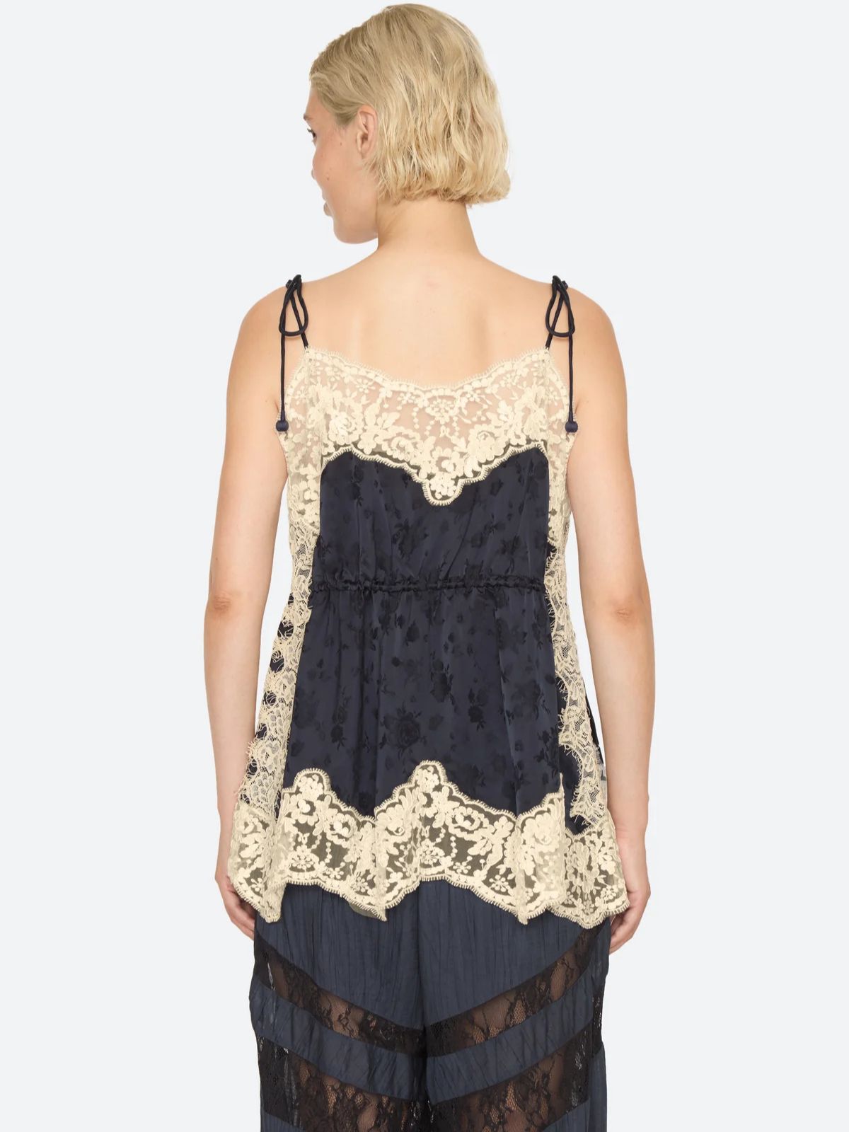Shay Lace Tie Cami - Navy
