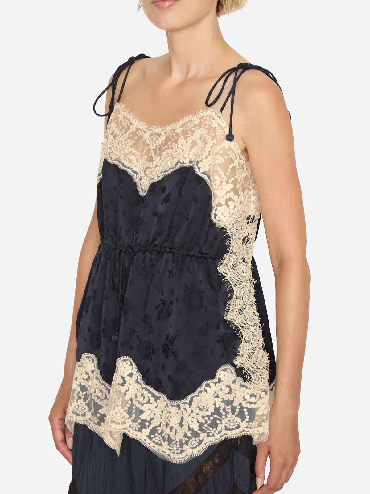 Shay Lace Tie Cami - Navy