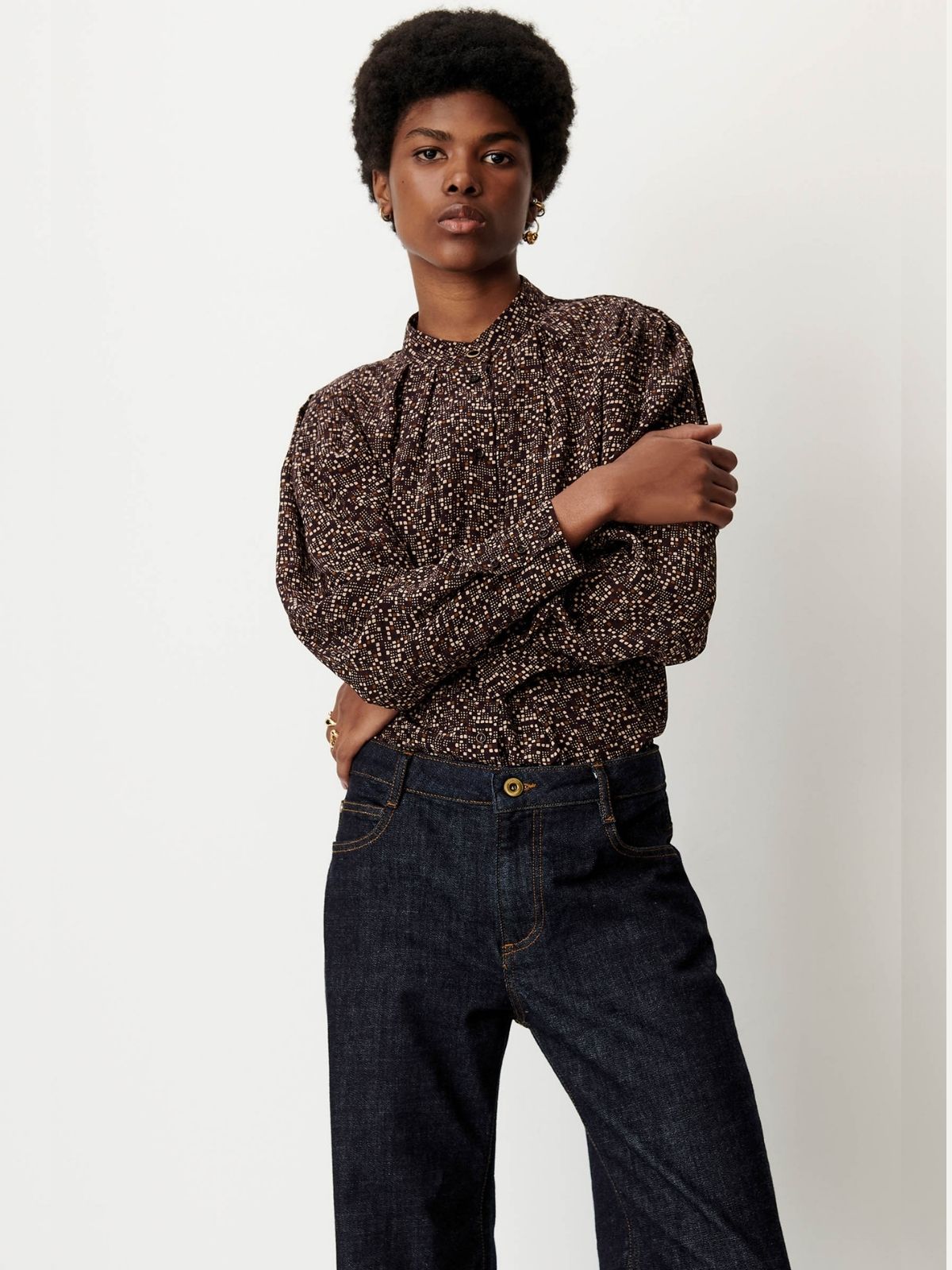 Esperanzo Print Blouse - Coffee