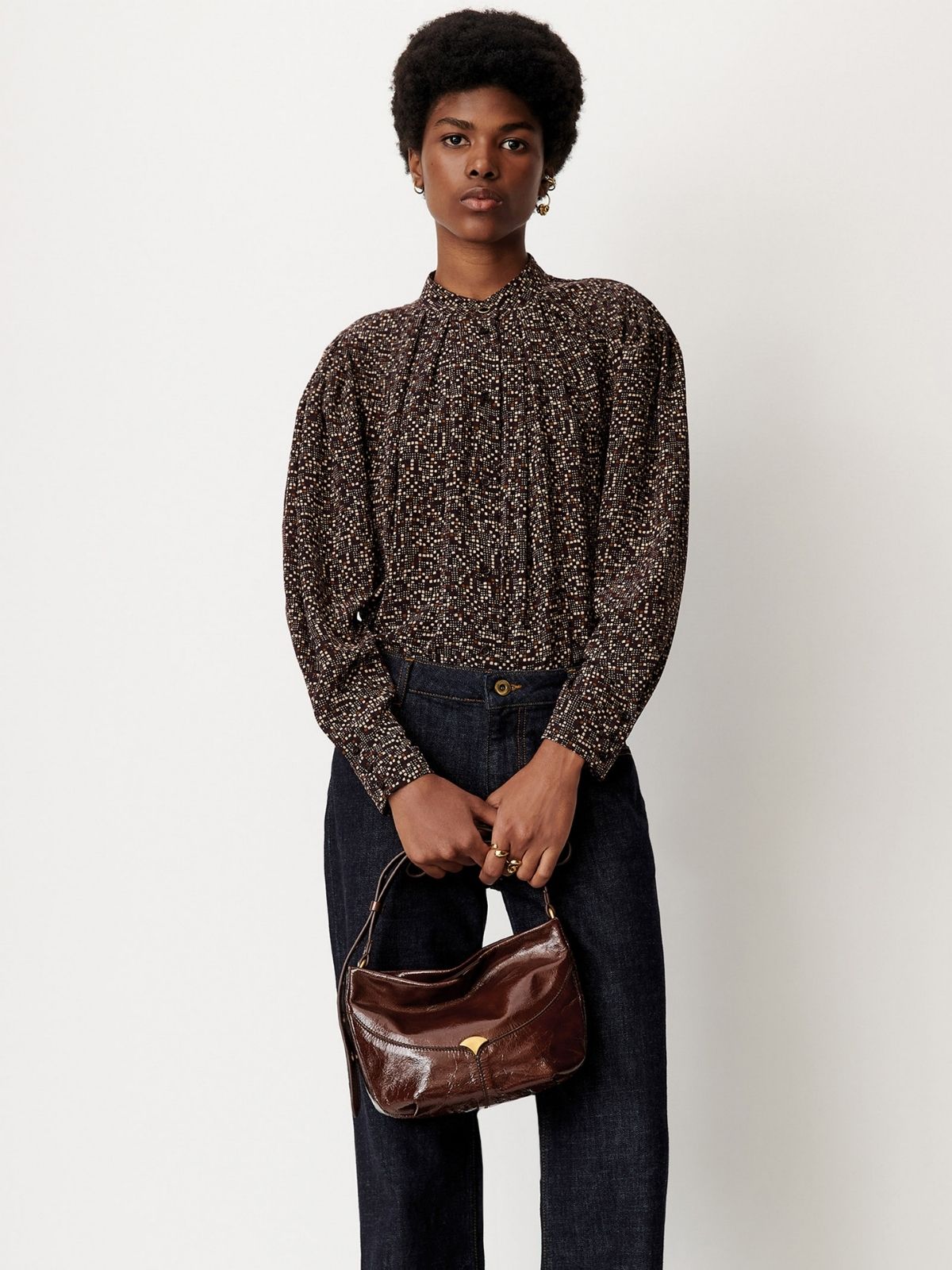 Esperanzo Print Blouse - Coffee