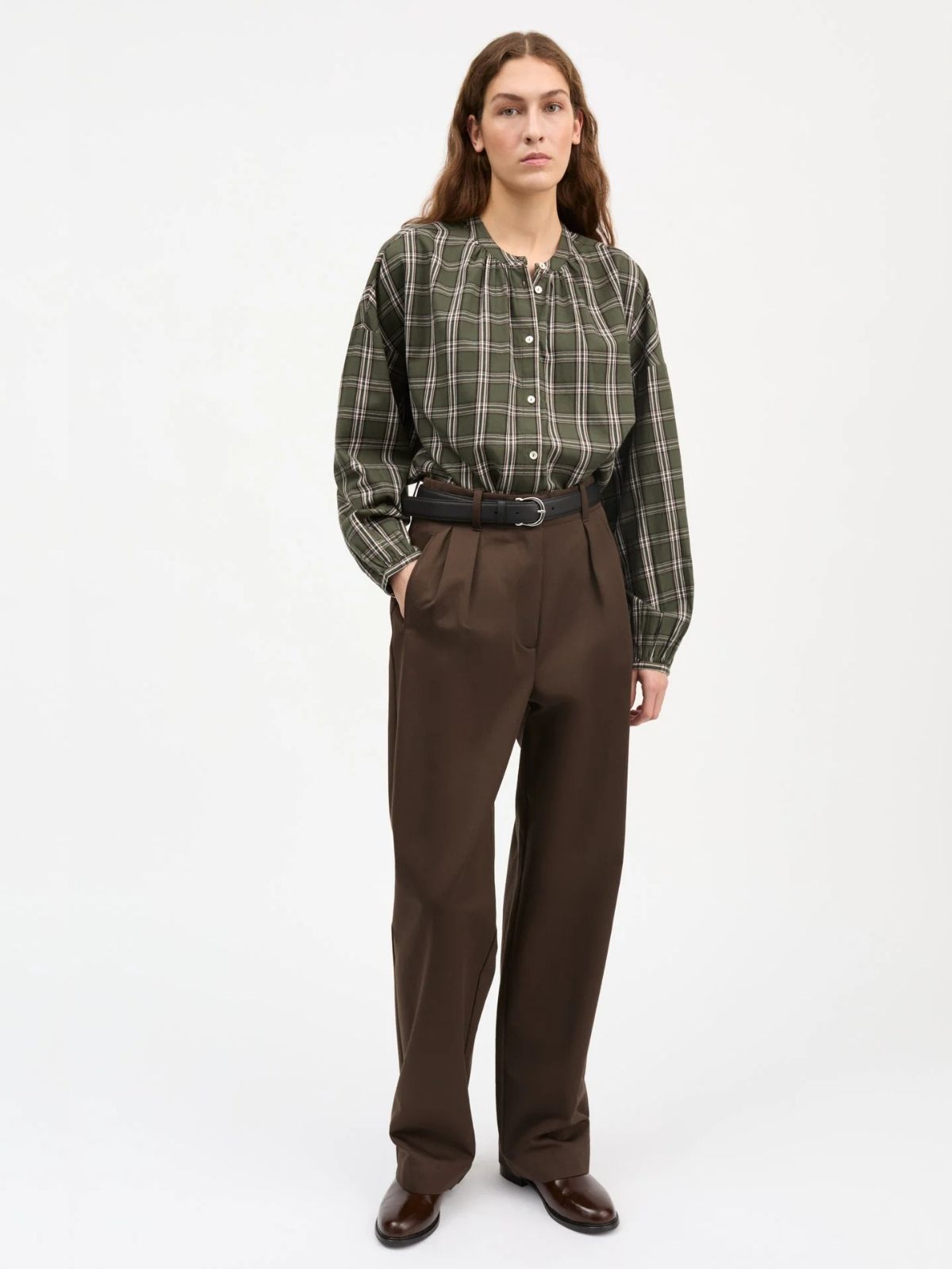 Cilla Check Blouse - Green