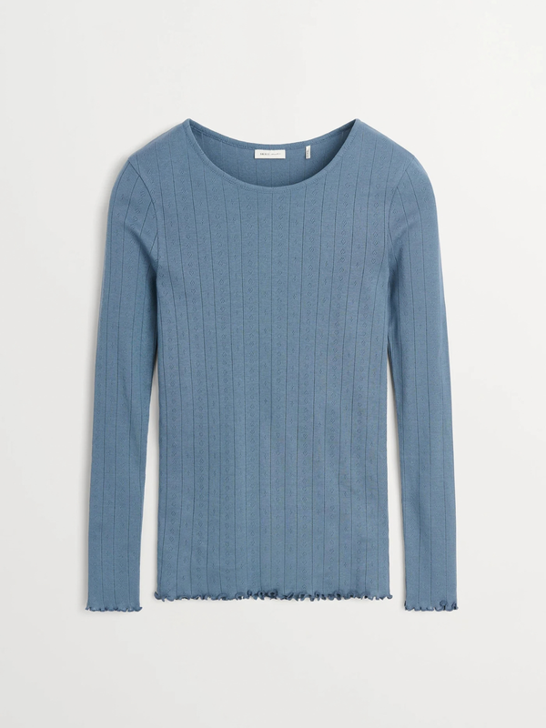 Edie Pointelle Top - Cornflower blue