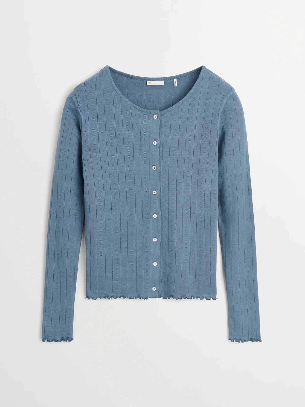Edie Pointelle Top - Cornflower blue