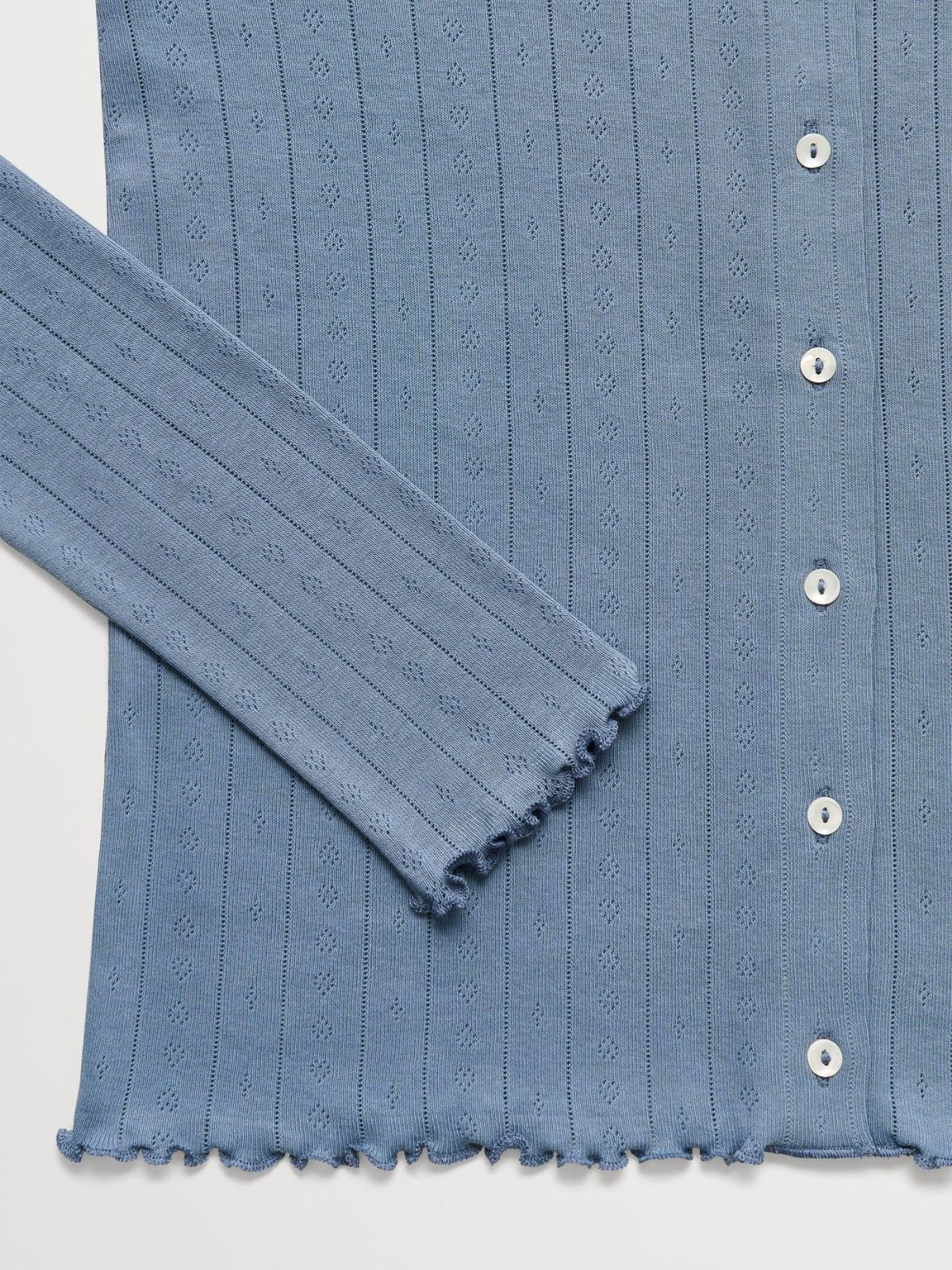 Edie Pointelle Top - Cornflower blue