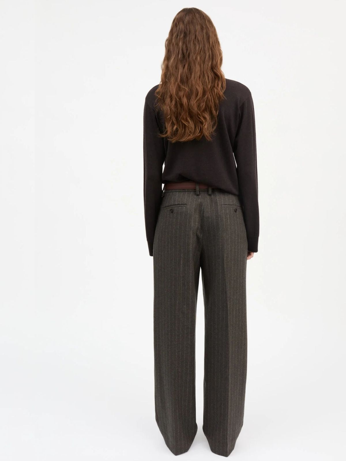 Harry Pinstripe Trousers - Brown