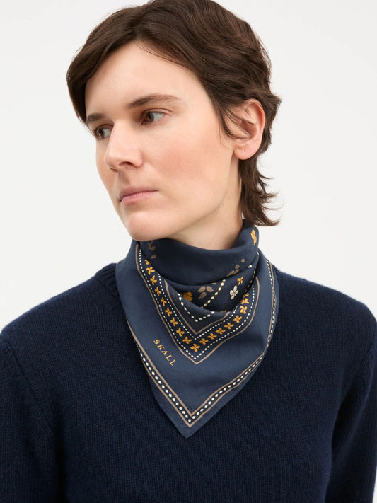 Floral Scarf - Navy