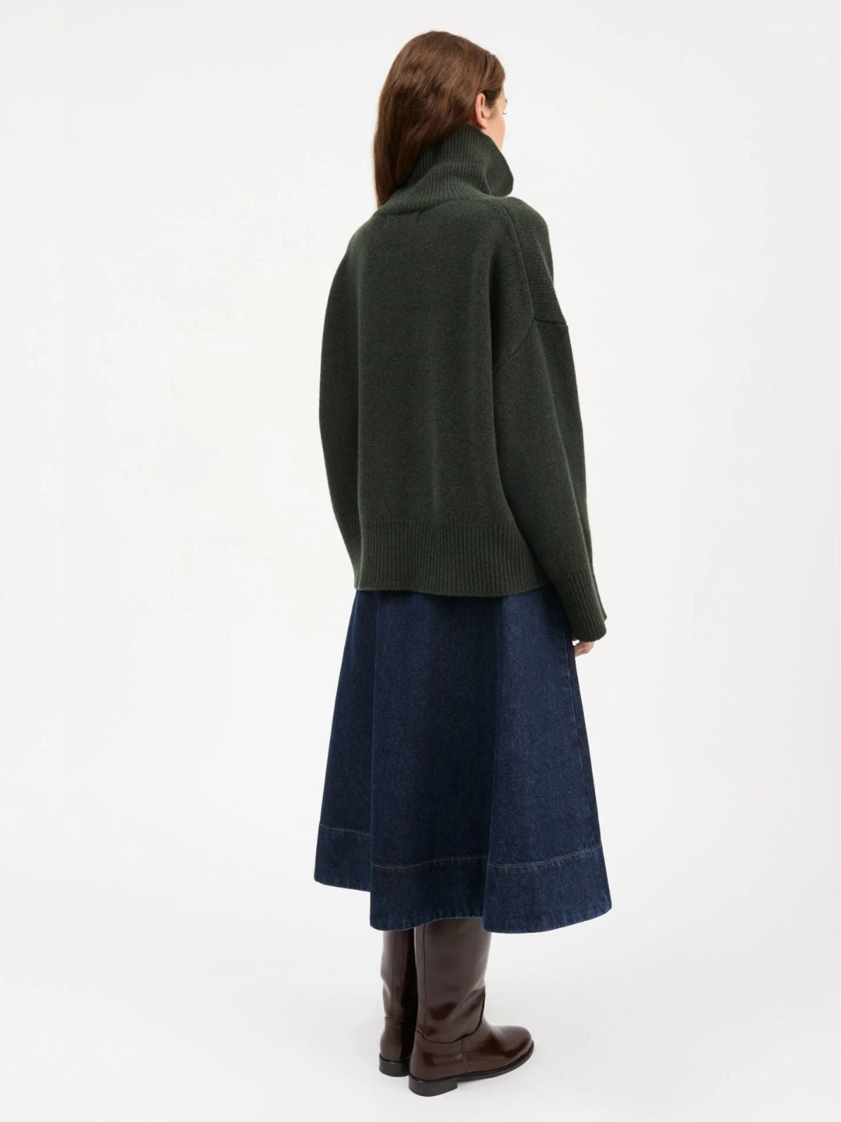 Silene T- Neck Jumper - Dark Green