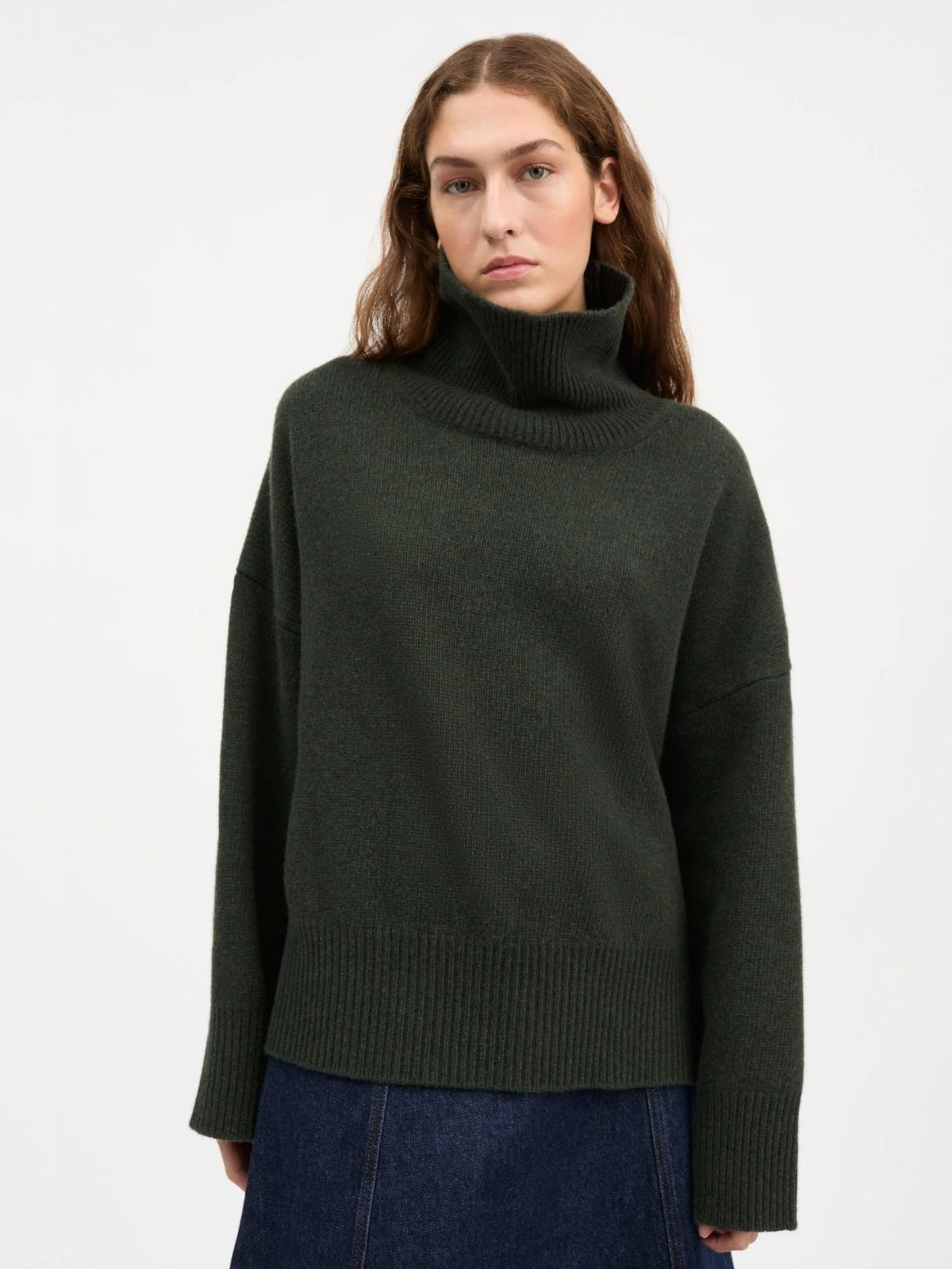 Silene T- Neck Jumper - Dark Green