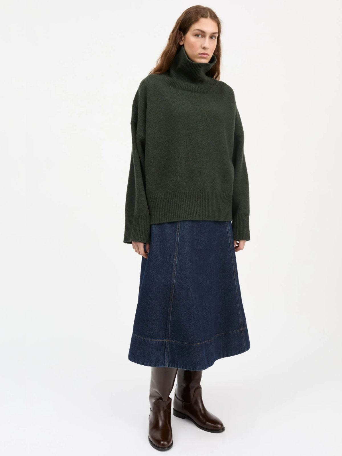 Silene T- Neck Jumper - Dark Green