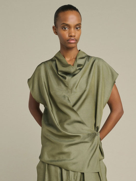 Kora Draped Blouse - Olive