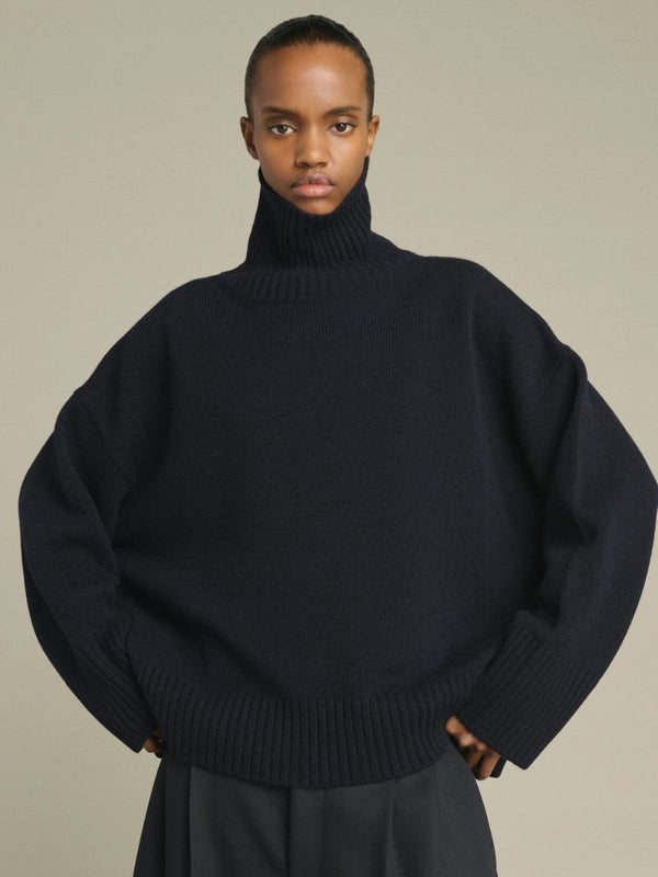 William Roll Neck Jumper - Navy