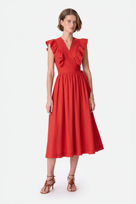 Ermione Frill Dress - Red