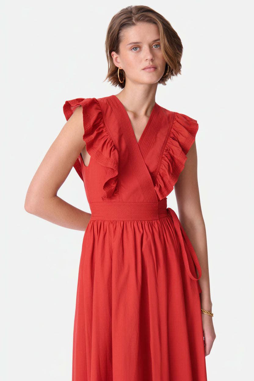 Iris Fashion - VANESSA BRUNO - Ermione Frill Dress - Red
