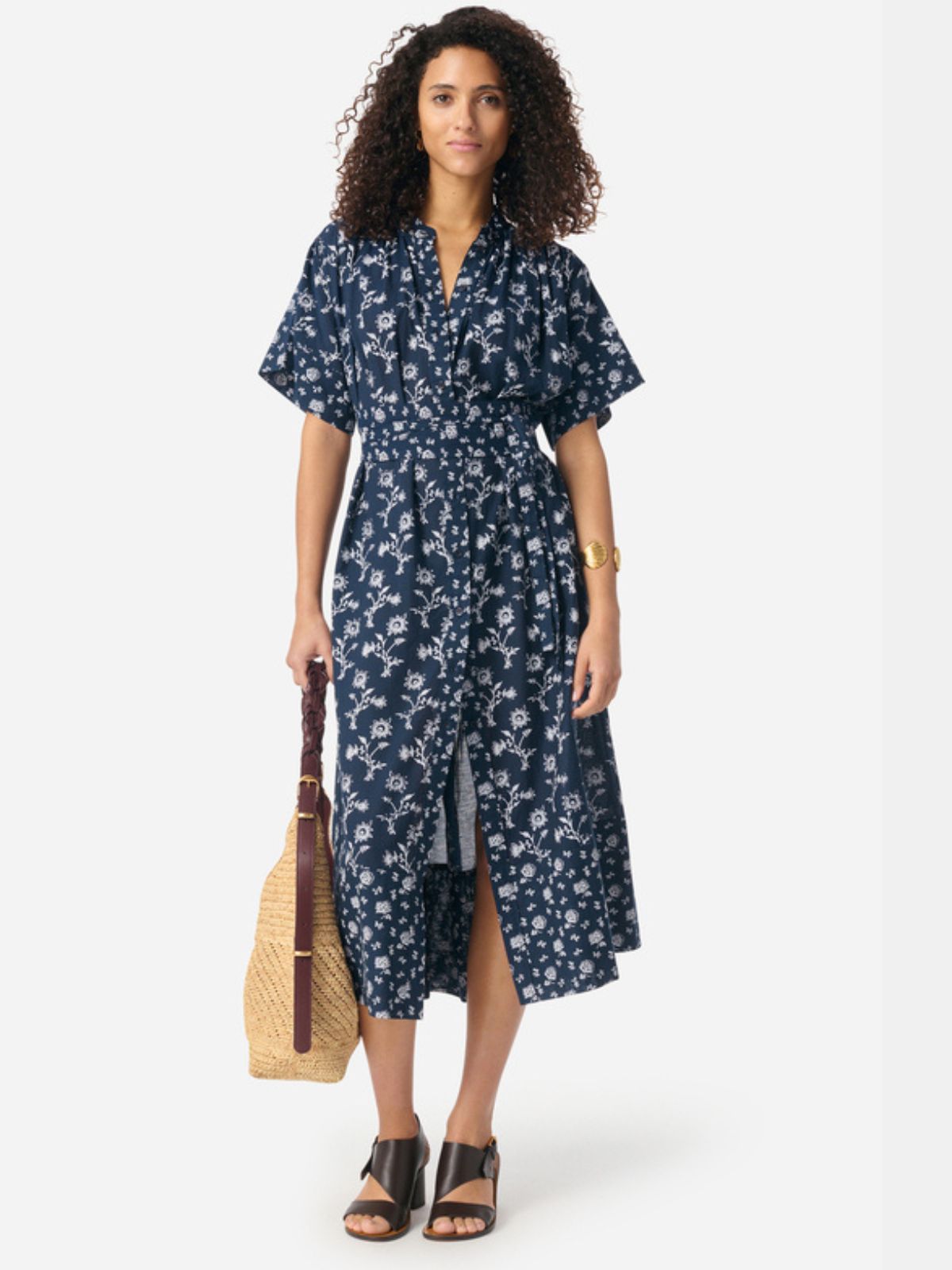Iris Fashion - VANESSA BRUNO - Giao Print Dress - Navy & White