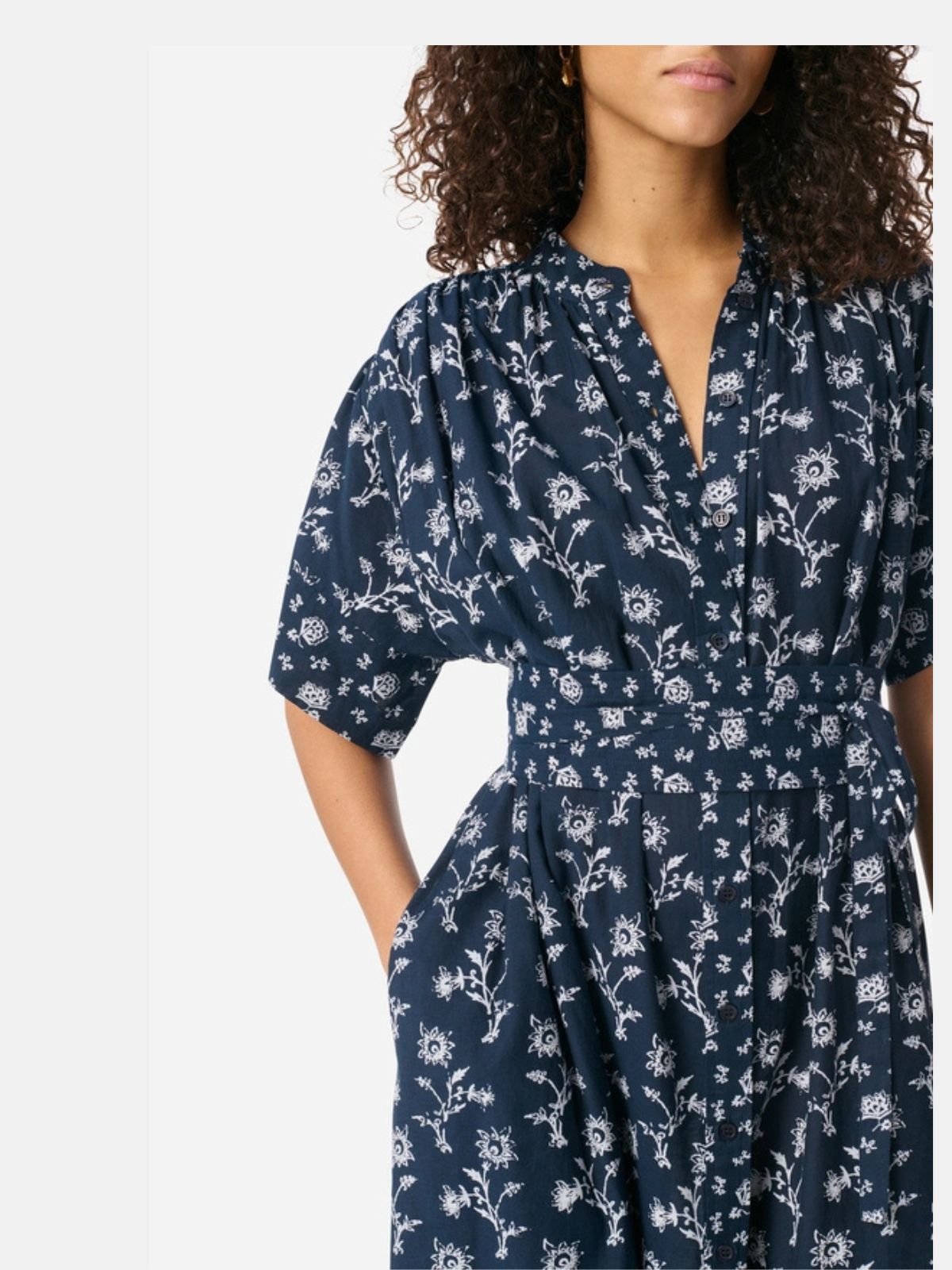 Iris Fashion - VANESSA BRUNO - Giao Print Dress - Navy & White