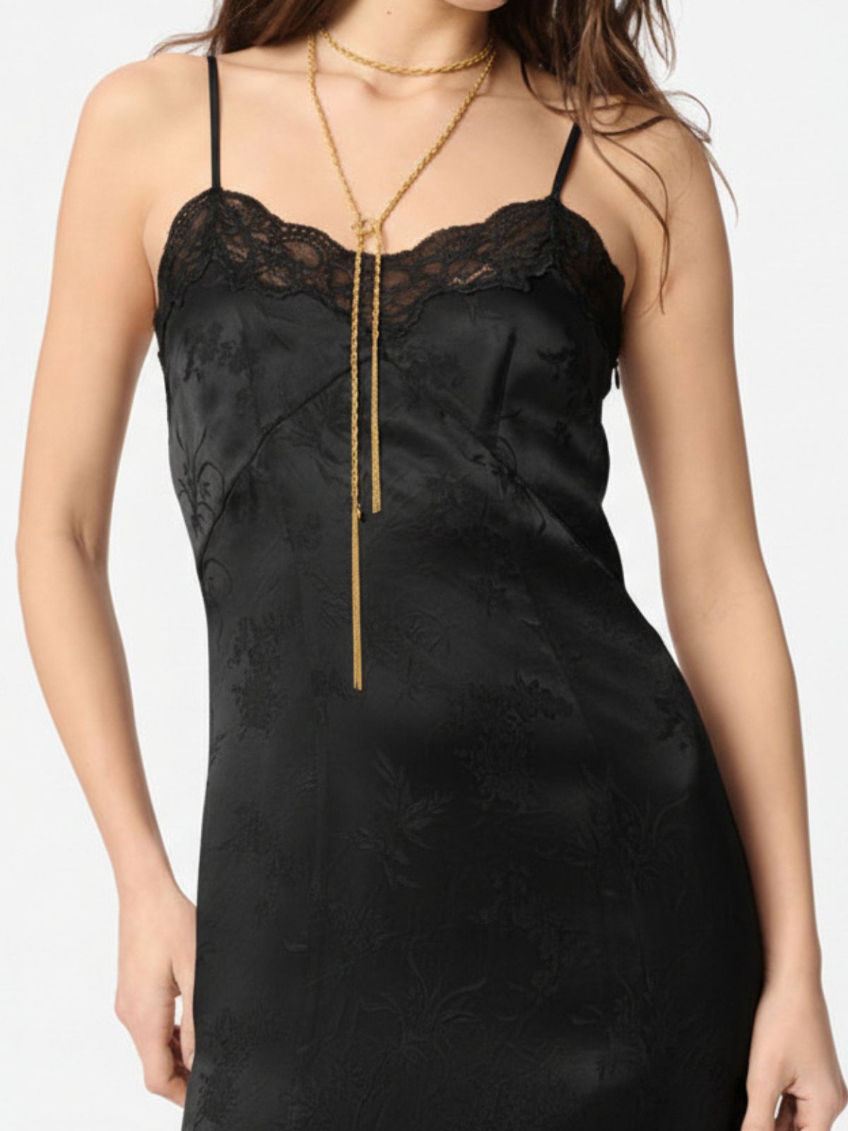 Givre Lace Cami Dress - Black