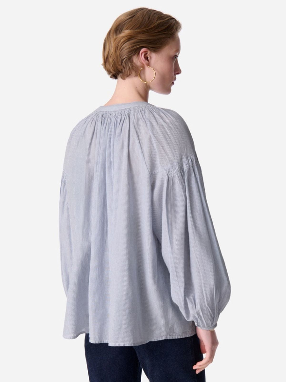 Nipoa Stripe Blouse - Blue & White