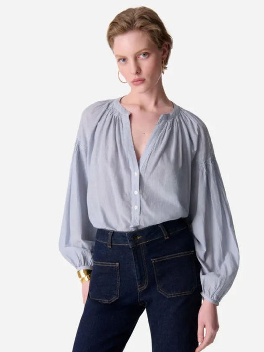 Nipoa Stripe Blouse - Blue & White