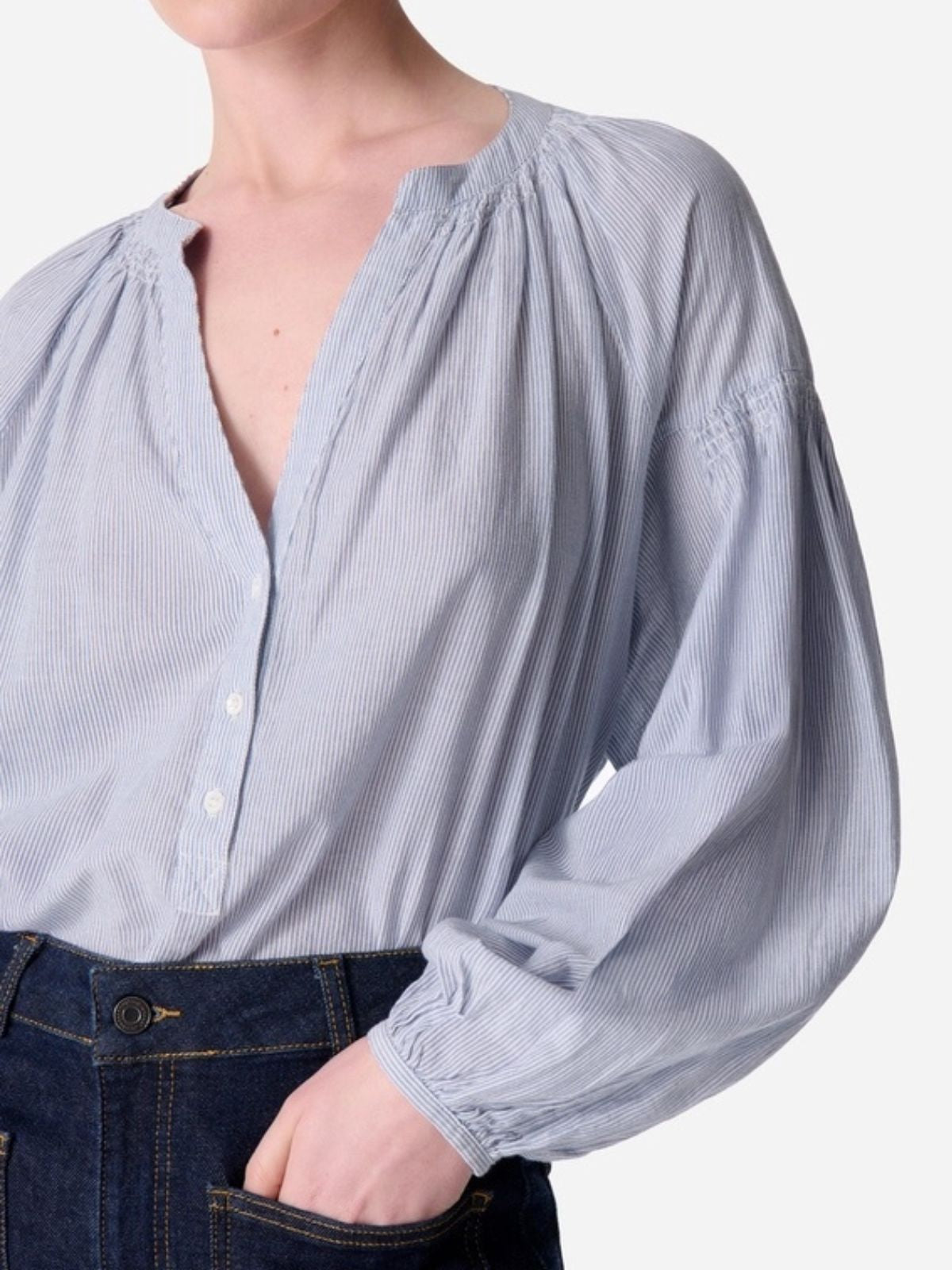 Nipoa Stripe Blouse - Blue & White