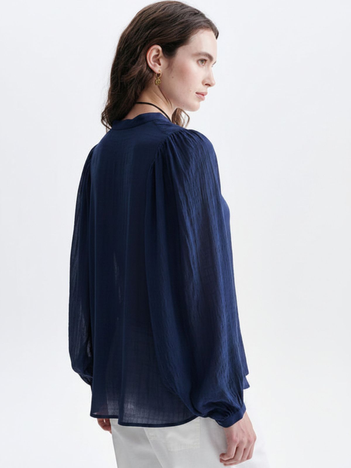 Haldo Embroidered Blouse - Navy