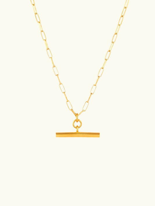 Link Chain Thick T Bar Necklace