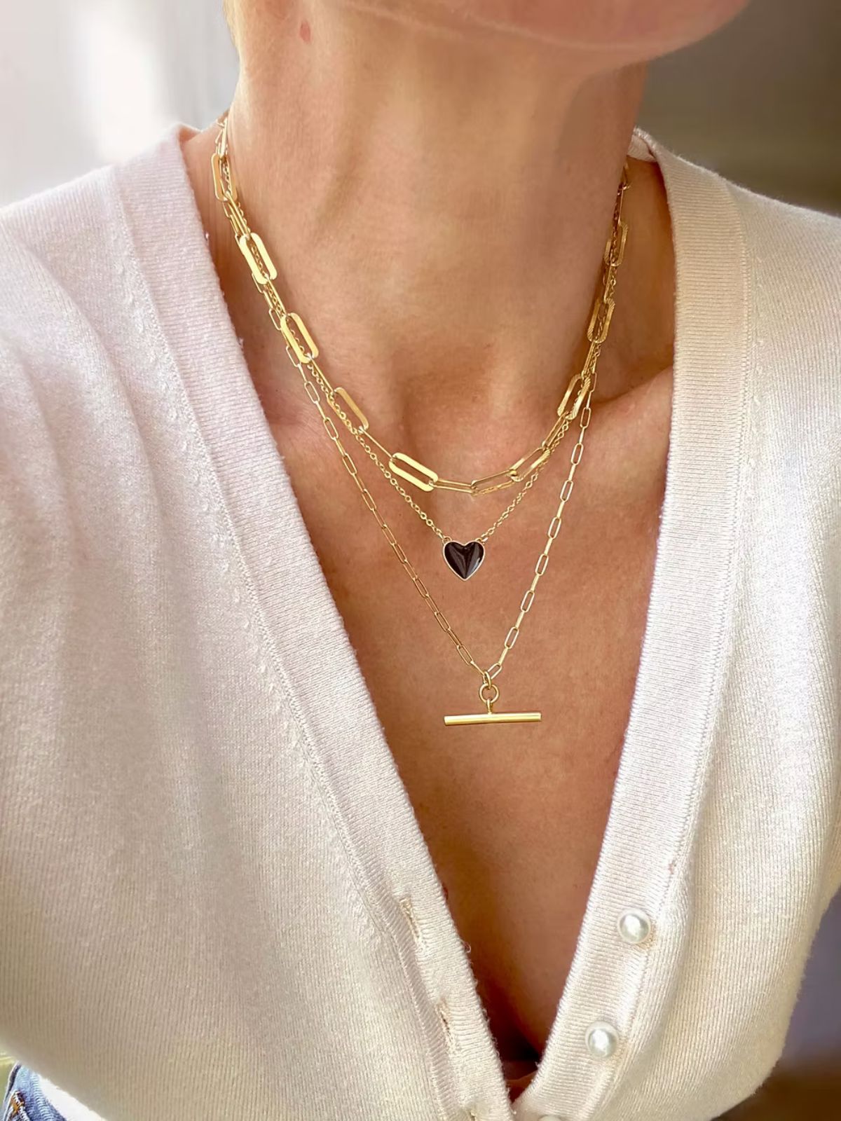 Link Chain Thick T Bar Necklace