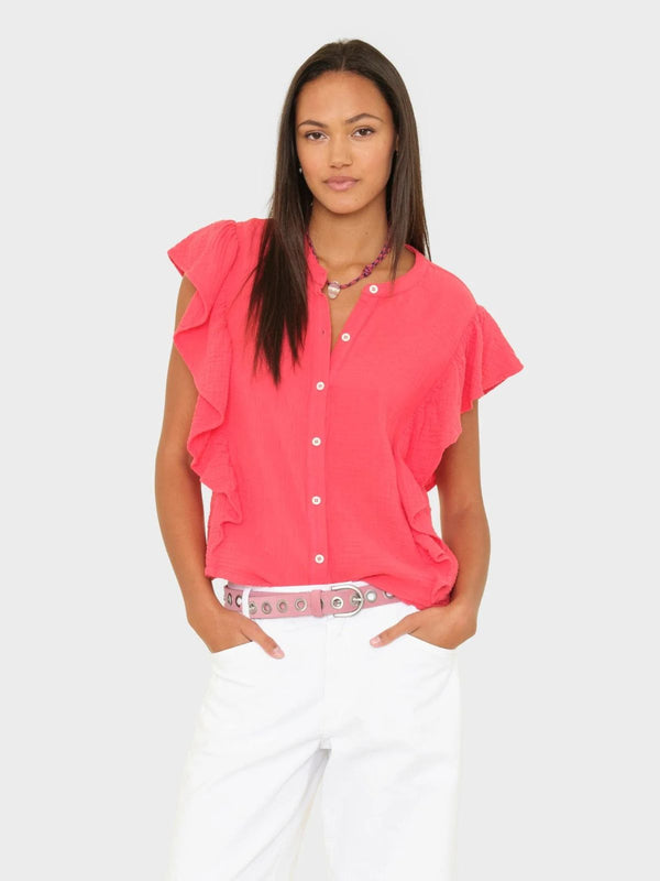 Ashlyn Frill Blouse - Red Reef