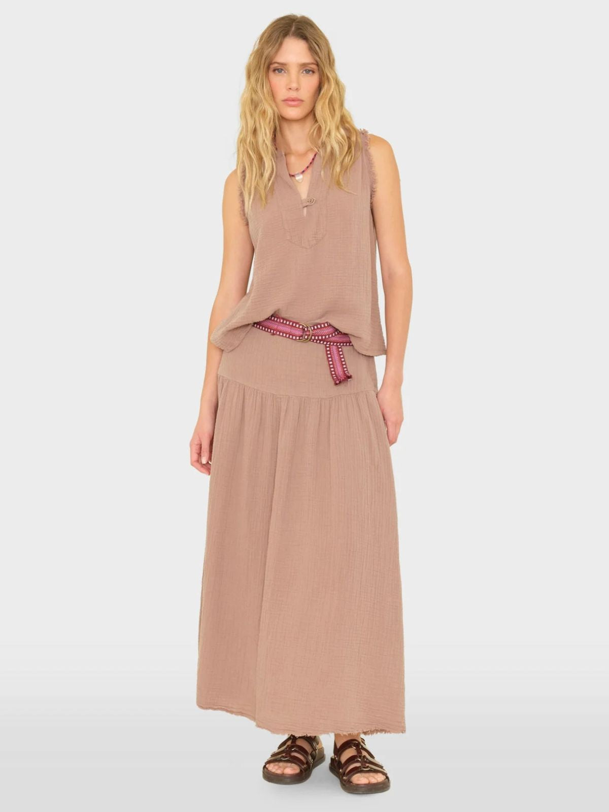 Evelyn gauze skirt - Ash Brown