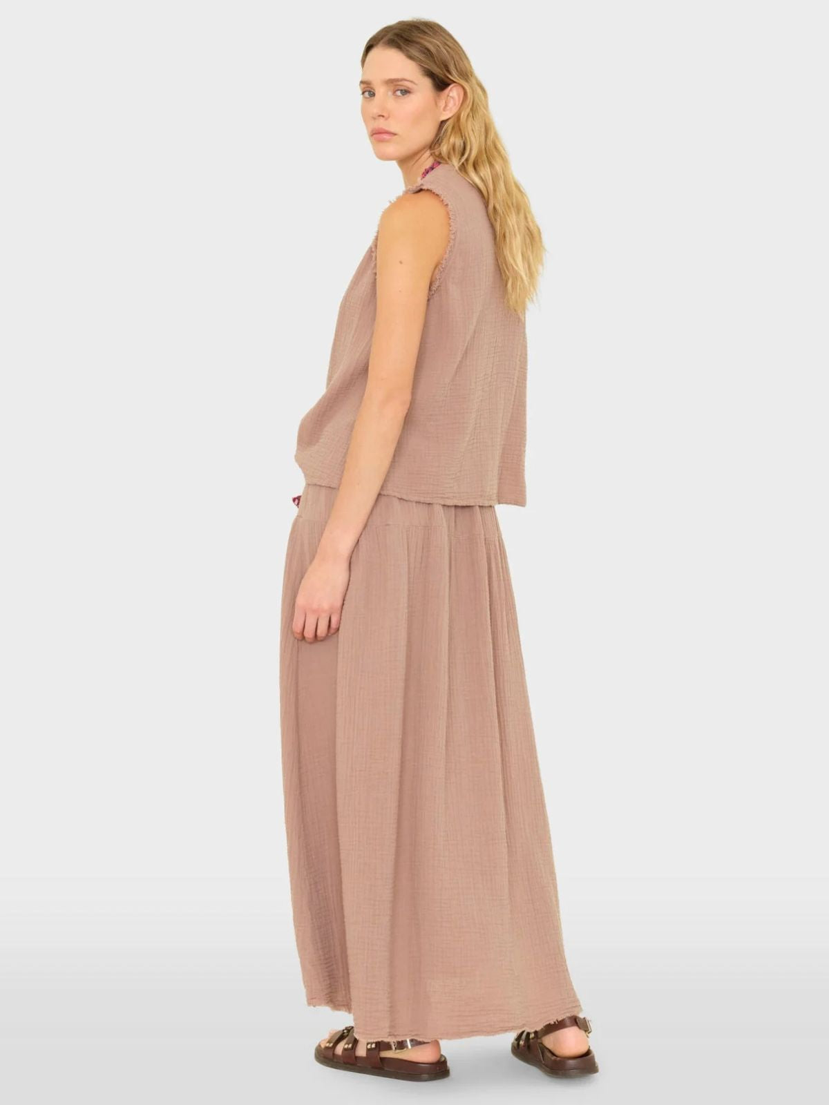 Evelyn gauze skirt - Ash Brown