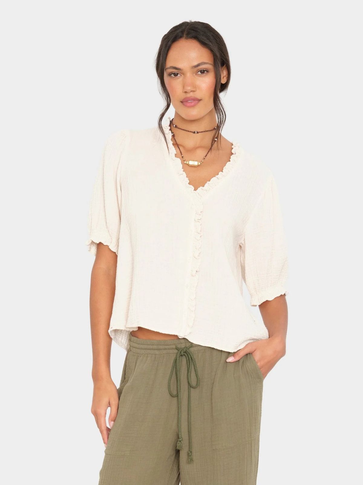 Iris Fashion - XIRENA - Jenna Gauze Shirt - Oyster