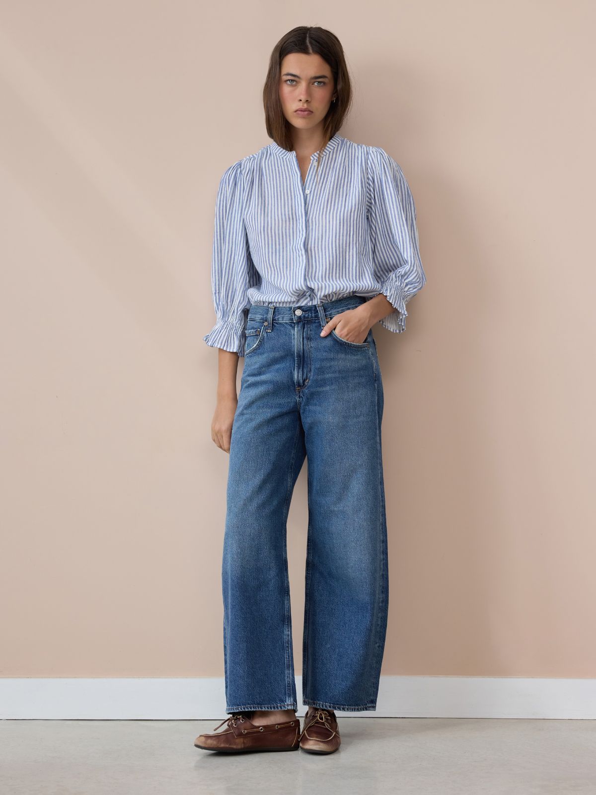 Jamie Stripe Blouse - Blue & White