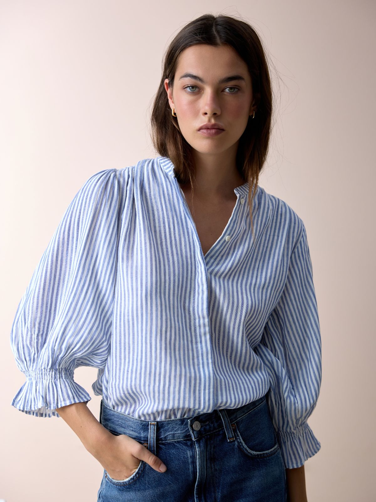 Jamie Stripe Blouse - Blue & White
