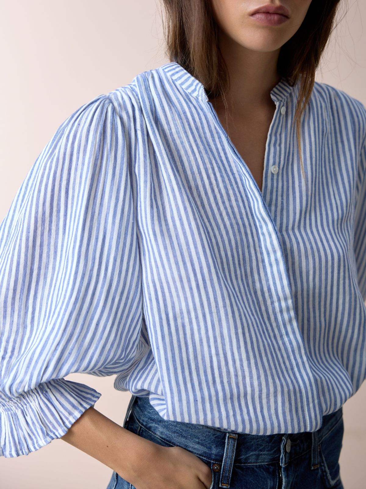 Jamie Stripe Blouse - Blue & White