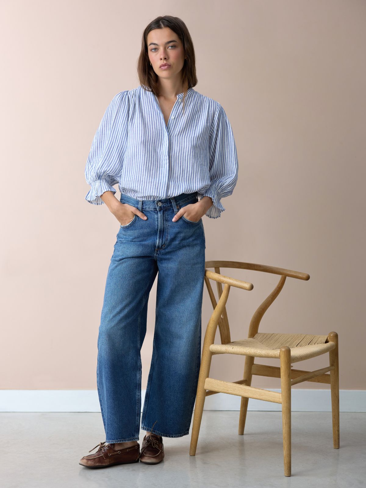 Jamie Stripe Blouse - Blue & White