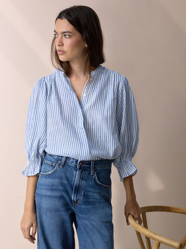 Jamie Stripe Blouse - Blue & White