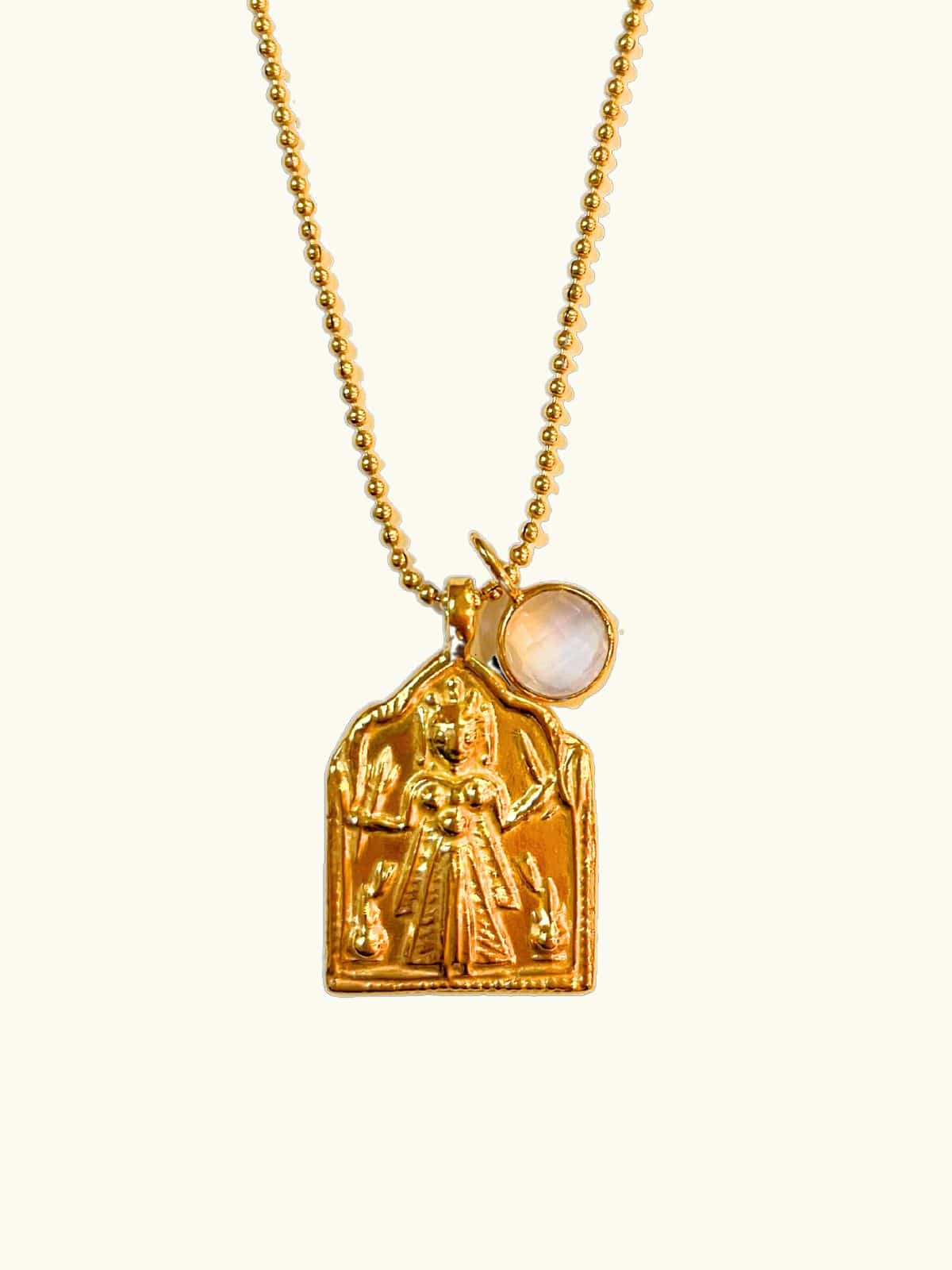 Iris Fashion - GODDESS CHARMS - Tribal Moon Goddess Rose Quartz Necklace
